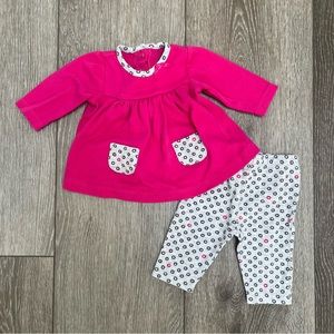 OFFSPRING 2PC LONG SLEEVE TOP PANTS OUTFIT PINK GREY 3MO